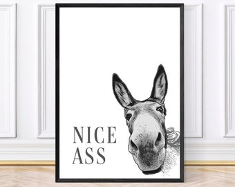 Nice Ass, Funny Bathroom Print, Bathroom Decor, Framed Print or Digital Print