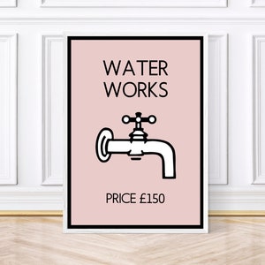 Impresión/póster de Monopoly sobre el baño de Water Works