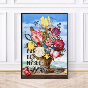 Puedo comprarme flores, impresión artística/póster o impresión digital de un jarrón vintage con flores, decoración de cocina