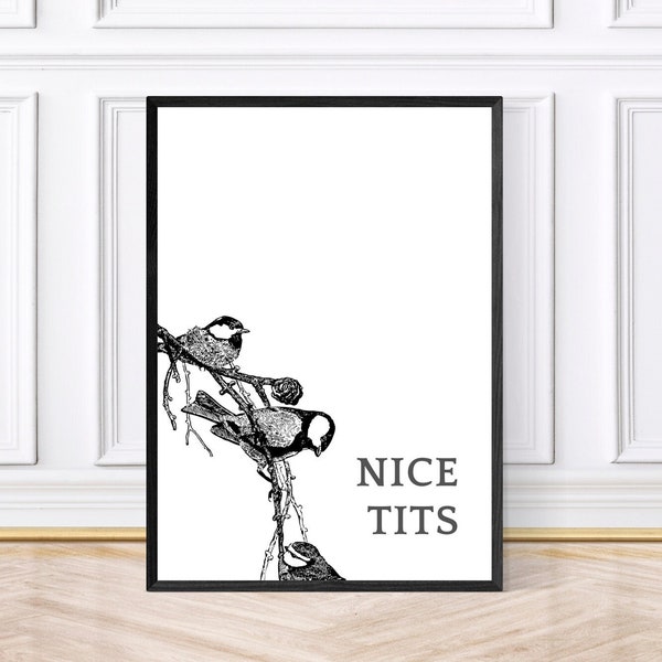 Nice Tits Bathroom Print, Funny Bathroom Decor, Framed Prints, Downloadable Art