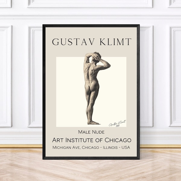 Gustav Klimt Prints, Male Nude Prints, Framed Prints, Living Room Decor