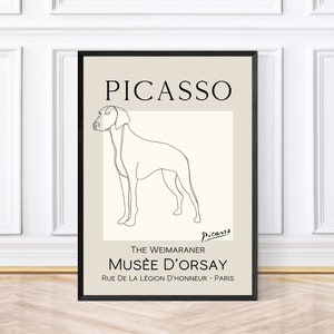 Picasso-Stil Weimaraner Druck, Weimaraner Liebhaber, Hundedrucke, Ausstellungswandkunst, gerahmte Drucke