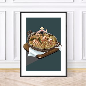 Pasta Prints, Funky Kitchen Print, Pasta Lover Gifts, Retro Print, Framed Art or Digital Download