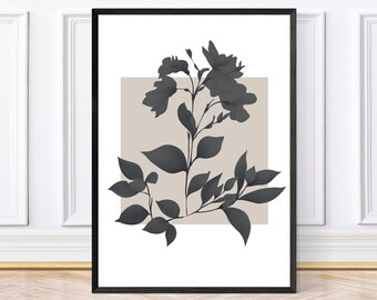 Botanical Leaves Print, Botanical Decor, Floral Print, Framed Art or Digital Download (Different colours available)