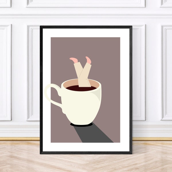 Coffee Prints, Funky Kitchen Print, Coffee Lover Gifts, Retro Print, Framed Art or Digital Download