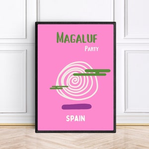 Stampa Magaluf, Stampe di viaggio vivaci, Arredamento per la stanza preppy, Luoghi di viaggio famosi, Stampe colorate per la camera da letto, Incorniciate o senza cornice