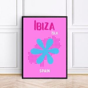 Ibiza Print, Vibrant Travel Prints, Preppy Room Decor, Famous Travel Places, Colourful Bedroom Prints, Framed or Unframed