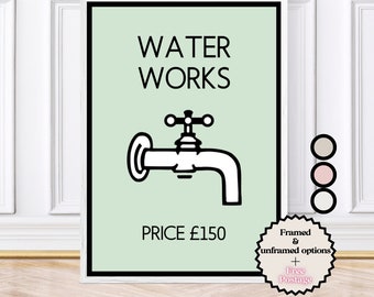 Water Works Monopoly Bathroom Print/Poster