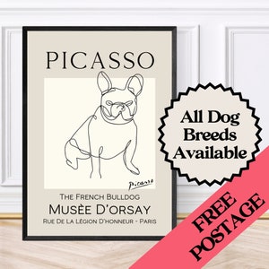 Stampa artistica da parete in stile Picasso raffigurante il Bulldog francese, stampe di bulldog francesi, stampe di animali domestici, arte canina