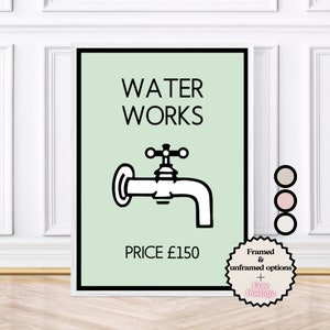 Impresión/póster de Monopoly sobre el baño de Water Works