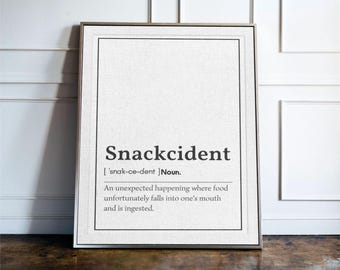 Impressão com a definição de "Acidente com Lanche", Arte de Parede Divertida para Cozinha, Pôster de Humor Gastronômico, Impressão Tipográfica Minimalista, Decoração para Presente de Amante de Lanches