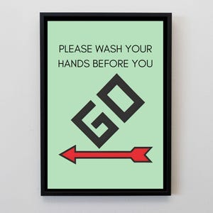 Funny Bathroom Wall Art, Wash Your Hands Sign, Bathroom Humour Print, Toilet Wall Decor, Funny Restroom Sign, Retro Bathroom Print Green