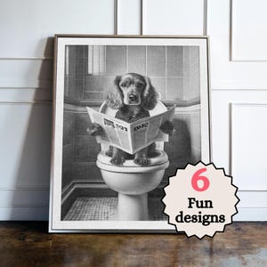 Lámina de baño de Cocker Spaniel, Láminas divertidas de Cocker Spaniel, Animales en el baño, Lámina enmarcada