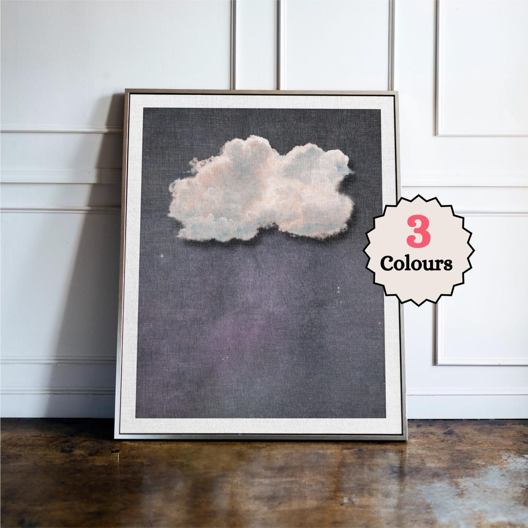 Moody Cloud Wall Art Print, Stormy Sky Poster, Vintage Cloudscape Wall ...