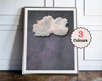 Moody Cloud Wall Art Print, Stormy Sky Poster, Vintage Cloudscape Wall Decor, Dark Aesthetic Living Room Art, Dramatic Sky Wall Art