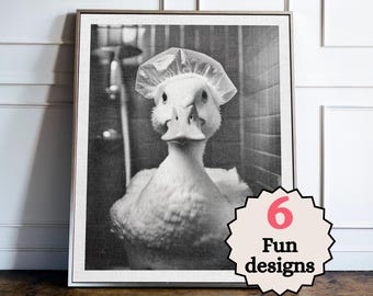 Funny Duck Bathroom Print, Animal Toilet Wall Art, Quirky Guest Bathroom Decor, Funny Duck Poster, Duck Lover Gift