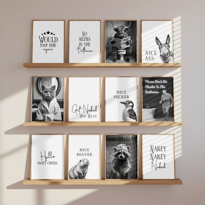 Funny Bear Bathroom Print, Animal Bathroom Wall Art, Bear Toilet Poster, Quirky Bathroom Decor, Guest Bathroom Gift image 13
