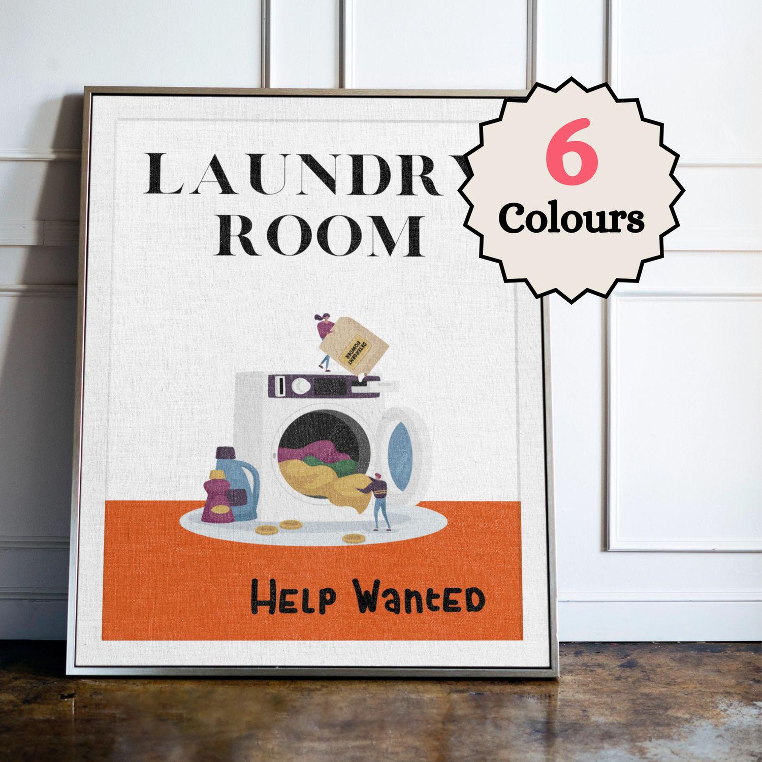 Laundryランドリーボーイのポスター Laundry Room Help Wanted Print, Funny Laundry Room Decor, Utility