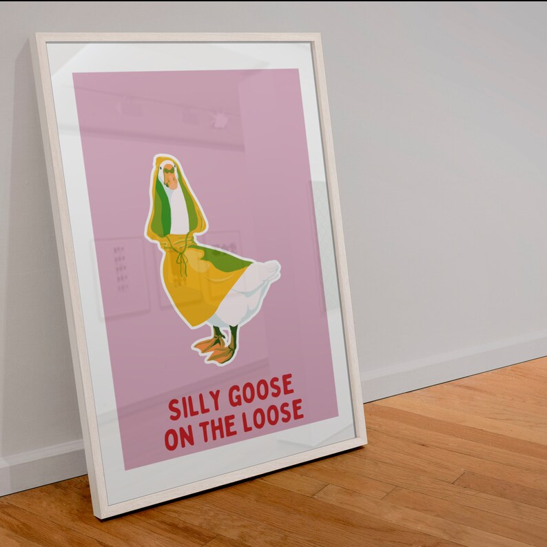 Silly Goose on the Loose, Funky Kitchen Print, Funny Quote Print, Retro ...