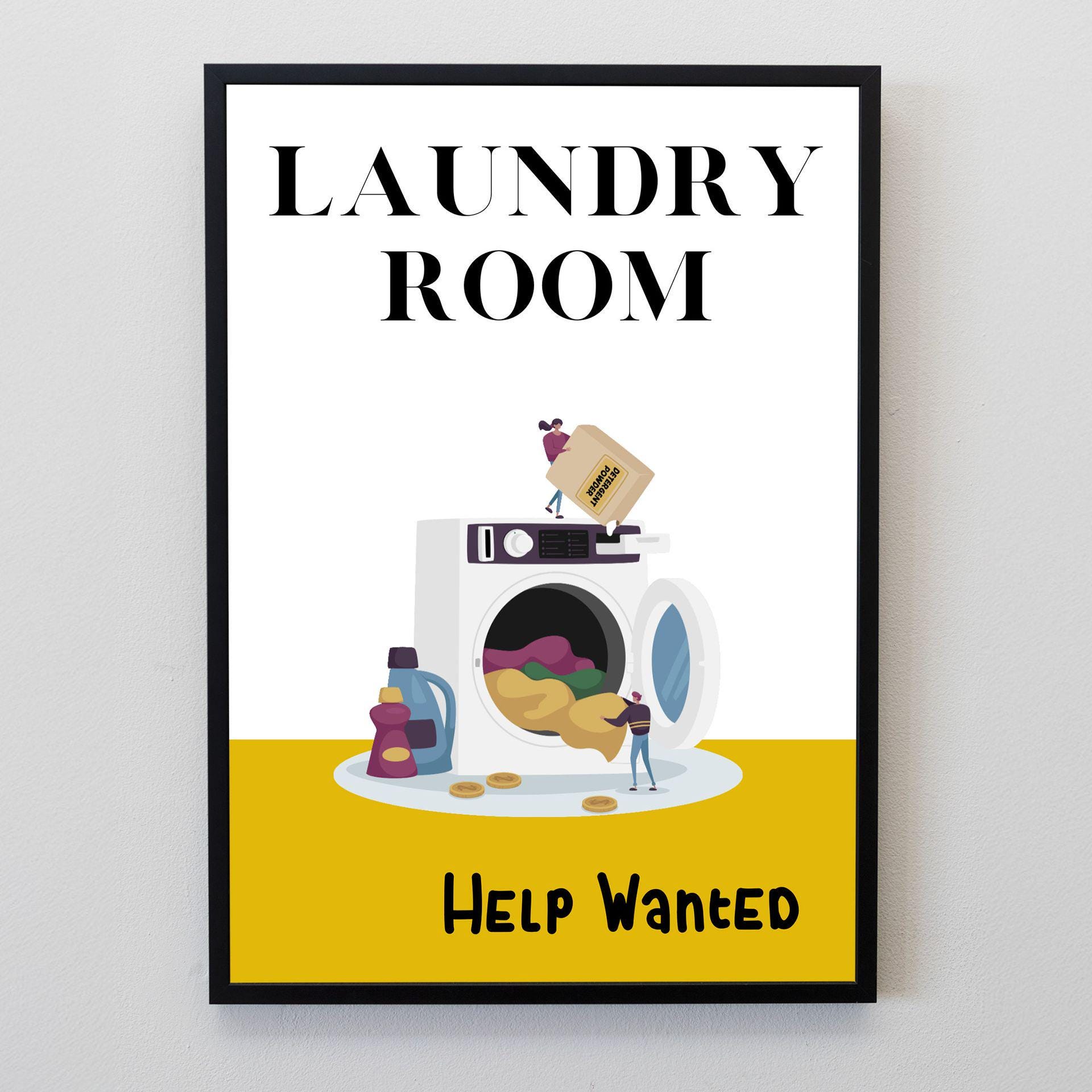 Laundry Room Help Wanted Print, Funny Laundry Room Decor, Utility