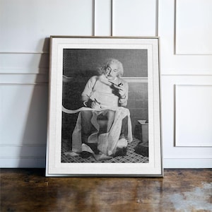 Stampa divertente da parete per il bagno di Einstein, poster di Albert Einstein sul water, decorazioni per il bagno in bianco e nero, arte divertente per il bagno