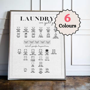 Laundry Care Symbols Guide Print, Laundry Symbols Chart Poster, Utility Room Wall Art, Washing Instructions Guide, Laundry Room Decor
