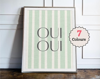 Arte divertido para pared de baño, impresión "Oui Oui", decoración de baño francesa, póster humorístico sobre inodoro, decoración divertida para pared de baño, letrero minimalista para baño