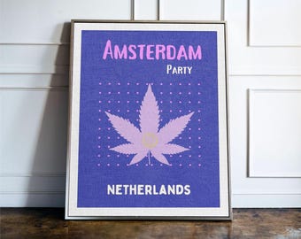 Poster di viaggio di Amsterdam, Paesi Bassi, Arte murale di Amsterdam, Stampa dei Paesi Bassi, Poster della città, Arte di viaggio moderna, Regalo unico