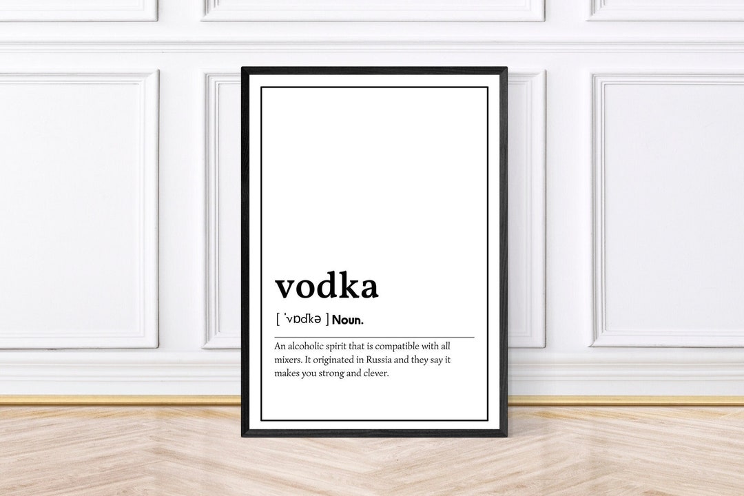 Vodka Word Definition Print, Bar Decor, Kitchen Decor, Framed Prints