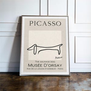 Stampa di Picasso "Il bassotto", manifesto della mostra, stampe di bassotti, decorazioni per la casa vintage, stampe incorniciate