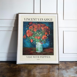 Lámina de pared "Jarrón con amapolas" de Van Gogh, láminas artísticas de Van Gogh, póster de museo de exposiciones, láminas enmarcadas