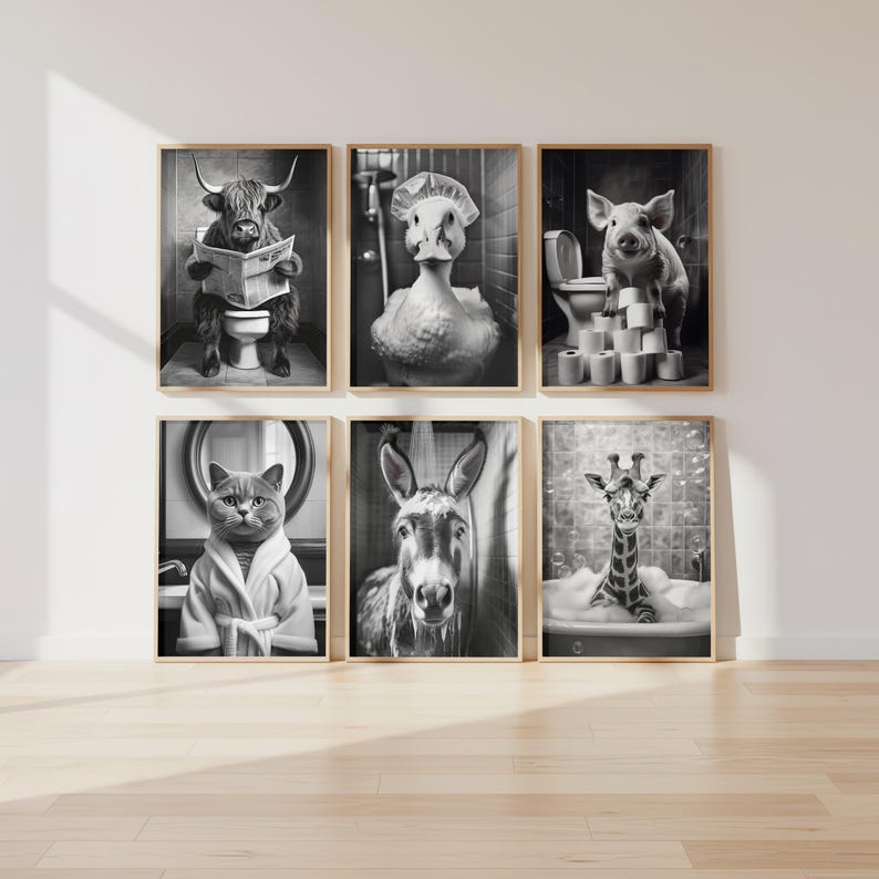 Funny Bear Bathroom Print, Animal Bathroom Wall Art, Bear Toilet Poster, Quirky Bathroom Decor, Guest Bathroom Gift image 12