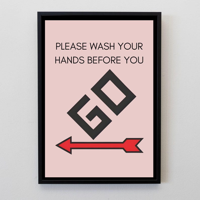 Funny Bathroom Wall Art, Wash Your Hands Sign, Bathroom Humour Print, Toilet Wall Decor, Funny Restroom Sign, Retro Bathroom Print Pink