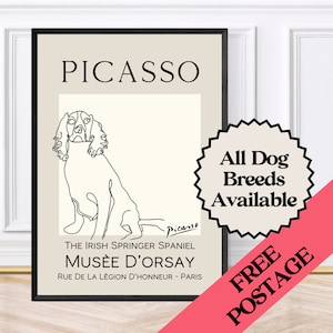 Picasso Style Sketch Irish springer Spaniel Wall Art Poster/Print - Framed or Unframed