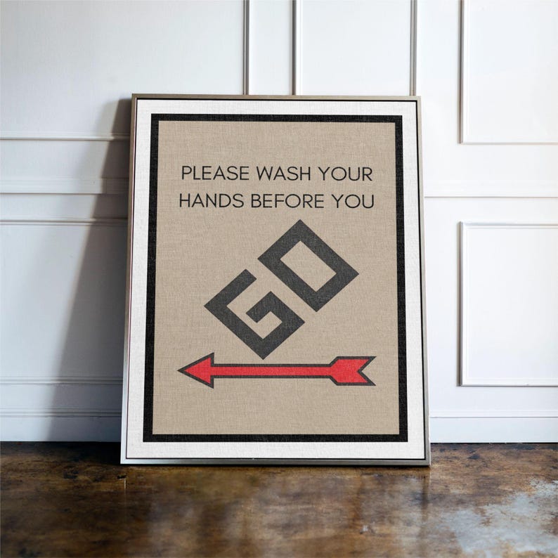 Funny Bathroom Wall Art, Wash Your Hands Sign, Bathroom Humour Print, Toilet Wall Decor, Funny Restroom Sign, Retro Bathroom Print image 3