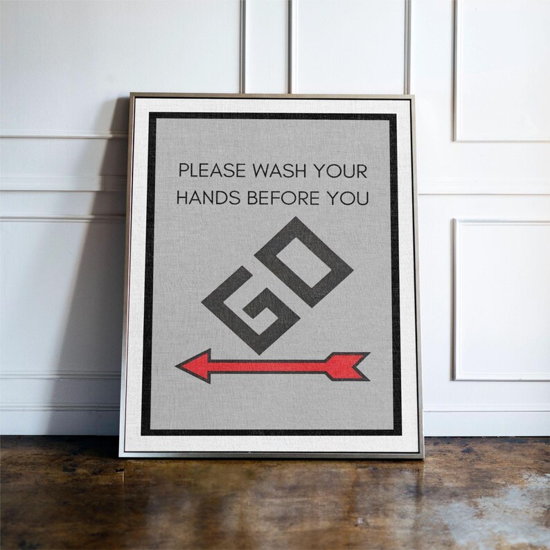 Funny Bathroom Wall Art, Wash Your Hands Sign, Bathroom Humour Print, Toilet Wall Decor, Funny Restroom Sign, Retro Bathroom Print image 5