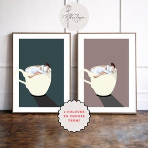Coffee Lover Wall Art Print, Modern Kitchen Decor, Home Office Art, Minimalist Coffee Print (2 Colour Options) image 1