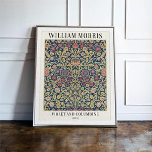 William Morris Print, Violet and Columbine Art Print, Vintage Kitchen Decor, WM Art