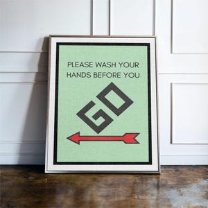 Funny Bathroom Wall Art, Wash Your Hands Sign, Bathroom Humour Print, Toilet Wall Decor, Funny Restroom Sign, Retro Bathroom Print image 4