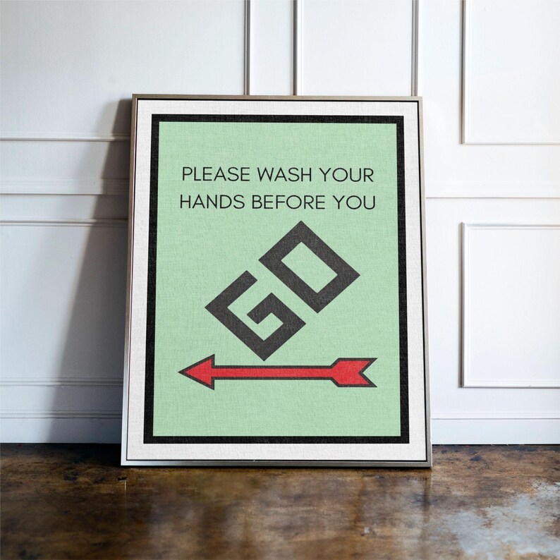 Funny Bathroom Wall Art, Wash Your Hands Sign, Bathroom Humour Print, Toilet Wall Decor, Funny Restroom Sign, Retro Bathroom Print image 4