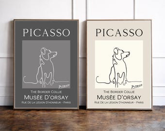 Border Collie Print, Border Collie Wall Art, Picasso Dog Print, Border Collie Gift, Minimalist Dog Poster, Dog Lover Decor