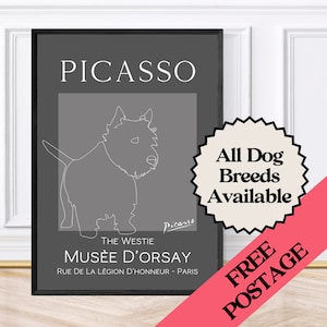 Picasso Style Sketch Westie Wandkunst Poster / Druck - gerahmt oder ungerahmt
