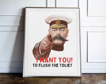 Funny Bathroom Sign Flush The Toilet, Guest Bathroom Decor, Toilet Humour Sign, Funny Restroom Wall Art, Bathroom Etiquette Sign