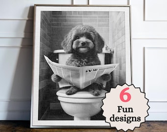 Funny Cavapoo Bathroom Print, Funny Dog Bathroom Wall Art, Animal Toilet Decor, Quirky Guest Bathroom Poster, Dog Lover Gift