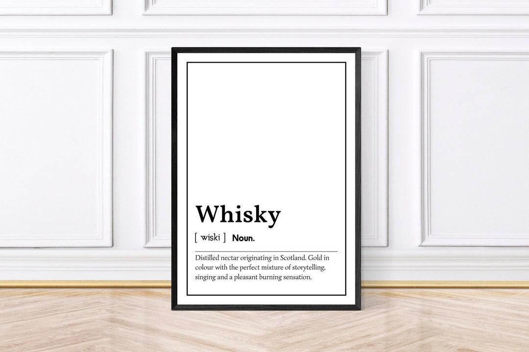 Whisky Word Definition Print, Whisky Gifts, Bar Decor, Framed Prints
