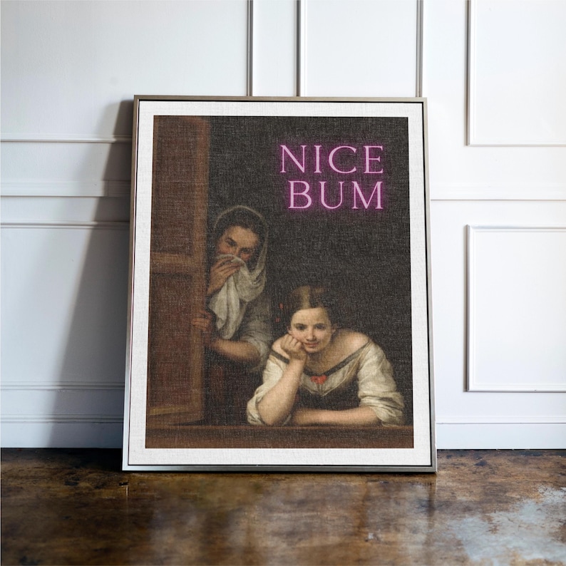 Zabawna sztuka ścienna do łazienki, ładny nadruk z tyłkiem, wystrój łazienki w stylu vintage, plakat z humorem o toalecie, zabawna sztuka ścienna do łazienki, osobliwy znak do łazienki zdjęcie 1
