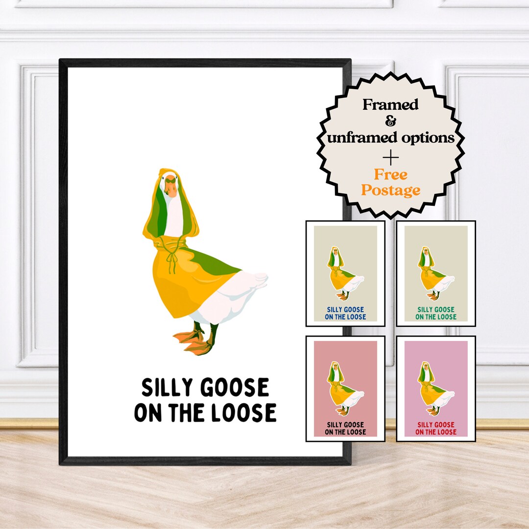 Silly Goose on the Loose, Funky Kitchen Print, Funny Quote Print, Retro ...