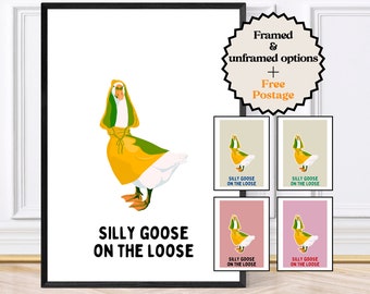 Silly Goose On The Loose, funky keukenprint, grappig citaatprint, retroprint, ingelijste kunst of digitale download
