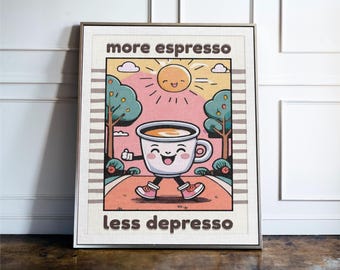 Espresso Küche Druck, Kaffee Wand Kunst Poster, Funky Kaffee Dekor, moderne Küche Wandkunst, Kaffee-Liebhaber Geschenk