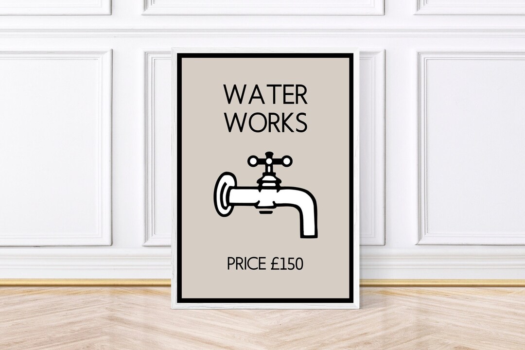 Water Works Monopoly Bathroom Print, Monopoly Print Etsy
